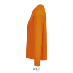 T-shirt coton semi-peigné manches longues col rond couleur orange vue latérale