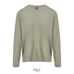 T-shirt coton semi-peigné manches longues col rond couleur kaki neuvième vue