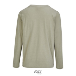 T-shirt coton semi-peigné manches longues col rond couleur kaki vue arrière
