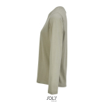 T-shirt coton semi-peigné manches longues col rond couleur kaki vue latérale