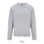T-shirt coton semi-peigné manches longues col rond couleur gris chiné