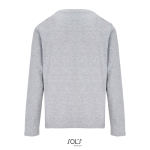 T-shirt coton semi-peigné manches longues col rond couleur gris chiné vue arrière