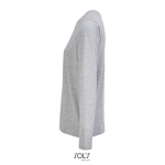T-shirt coton semi-peigné manches longues col rond couleur gris chiné vue latérale
