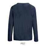 T-shirt coton semi-peigné manches longues col rond couleur bleu marine vue arrière