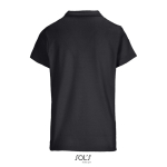Polo femme 100% coton peigné col côtelé avec 3 boutons couleur noir vue arrière