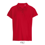 Polo femme 100% coton peigné col côtelé avec 3 boutons couleur rouge cinquième vue