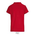 Polo femme 100% coton peigné col côtelé avec 3 boutons couleur rouge vue arrière