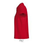 Polo femme 100% coton peigné col côtelé avec 3 boutons couleur rouge vue latérale