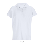 Polo femme 100% coton peigné col côtelé avec 3 boutons couleur blanc neuvième vue