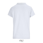 Polo femme 100% coton peigné col côtelé avec 3 boutons couleur blanc vue arrière