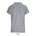 Polo femme 100% coton peigné col côtelé avec 3 boutons couleur gris vue arrière