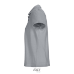 Polo femme 100% coton peigné col côtelé avec 3 boutons couleur gris vue latérale
