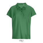 Polo femme 100% coton peigné col côtelé avec 3 boutons couleur vert huitième vue