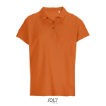 Polo femme 100% coton peigné col côtelé avec 3 boutons couleur orange