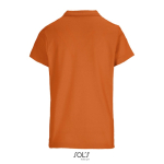 Polo femme 100% coton peigné col côtelé avec 3 boutons couleur orange vue arrière