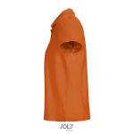 Polo femme 100% coton peigné col côtelé avec 3 boutons couleur orange vue latérale