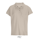 Polo femme 100% coton peigné col côtelé avec 3 boutons couleur beige