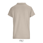 Polo femme 100% coton peigné col côtelé avec 3 boutons couleur beige vue arrière
