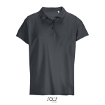 Polo femme 100% coton peigné col côtelé avec 3 boutons couleur gris foncé