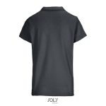 Polo femme 100% coton peigné col côtelé avec 3 boutons couleur gris foncé vue arrière
