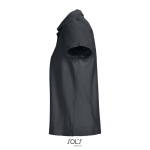 Polo femme 100% coton peigné col côtelé avec 3 boutons couleur gris foncé vue latérale
