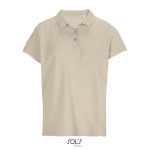 Polo femme 100% coton peigné col côtelé avec 3 boutons couleur nude