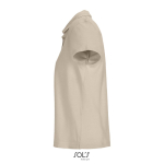 Polo femme 100% coton peigné col côtelé avec 3 boutons couleur nude vue latérale