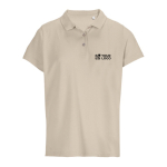Polo femme 100% coton peigné col côtelé avec 3 boutons couleur nude vue avec zone d'impression