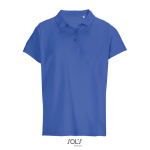 Polo femme 100% coton peigné col côtelé avec 3 boutons couleur bleu roi troisième vue