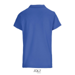 Polo femme 100% coton peigné col côtelé avec 3 boutons couleur bleu roi vue arrière