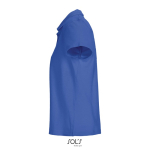 Polo femme 100% coton peigné col côtelé avec 3 boutons couleur bleu roi vue latérale