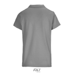 Polo femme 100% coton peigné col côtelé avec 3 boutons couleur gris clair vue arrière