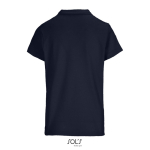 Polo femme 100% coton peigné col côtelé avec 3 boutons couleur bleu marine vue arrière