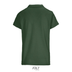 Polo femme 100% coton peigné col côtelé avec 3 boutons couleur vert foncé vue arrière