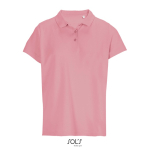 Polo femme 100% coton peigné col côtelé avec 3 boutons couleur rose clair 