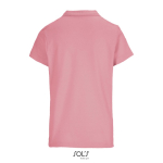 Polo femme 100% coton peigné col côtelé avec 3 boutons couleur rose clair  vue arrière