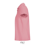 Polo femme 100% coton peigné col côtelé avec 3 boutons couleur rose clair  vue latérale
