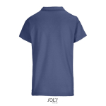 Polo femme 100% coton peigné col côtelé avec 3 boutons couleur bleu jean vue arrière