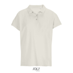 Polo femme 100% coton peigné col côtelé avec 3 boutons couleur blanc cassé