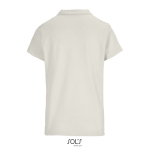 Polo femme 100% coton peigné col côtelé avec 3 boutons couleur blanc cassé vue arrière