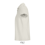 Polo femme 100% coton peigné col côtelé avec 3 boutons couleur blanc cassé vue latérale