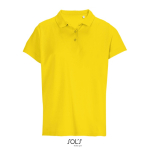 Polo femme 100% coton peigné col côtelé avec 3 boutons couleur doré