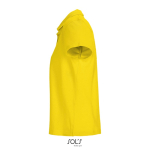 Polo femme 100% coton peigné col côtelé avec 3 boutons couleur doré vue latérale