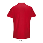 Polo unisexe 100% coton peigné col côtelé avec 2 boutons couleur rouge vue arrière
