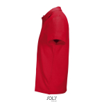 Polo unisexe 100% coton peigné col côtelé avec 2 boutons couleur rouge vue latérale