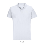 Polo unisexe 100% coton peigné col côtelé avec 2 boutons couleur blanc neuvième vue