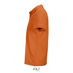 Polo unisexe 100% coton peigné col côtelé avec 2 boutons couleur orange vue latérale