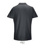 Polo unisexe 100% coton peigné col côtelé avec 2 boutons couleur gris foncé vue arrière