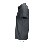 Polo unisexe 100% coton peigné col côtelé avec 2 boutons couleur gris foncé vue latérale
