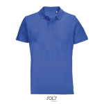 Polo unisexe 100% coton peigné col côtelé avec 2 boutons couleur bleu roi troisième vue
